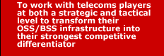 SEB helps telecoms players transform their OSS/BSS infrastructure into a stong competitive differentiator.